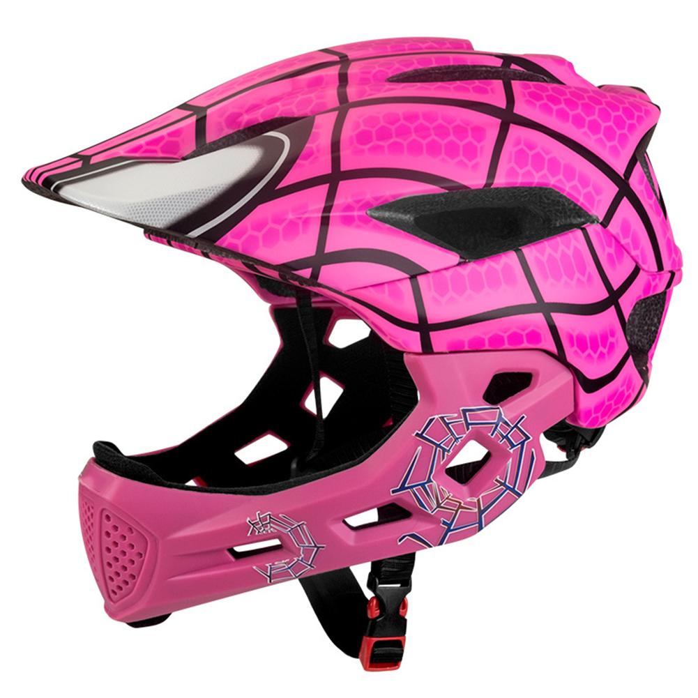 Kid LED Mountain Mtb Road Bicycle Helmet Detachable Pro Protection Children Full Face Bike Cycling Helmet Sports Helmet: Pink