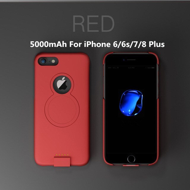 For iP 8/7/6 Extended Phone Battery Power Case For iPhone 8/7/6s/6 Plus Wireless Magnetic Battery Charger Case For iPhone Xs/X: Red 2