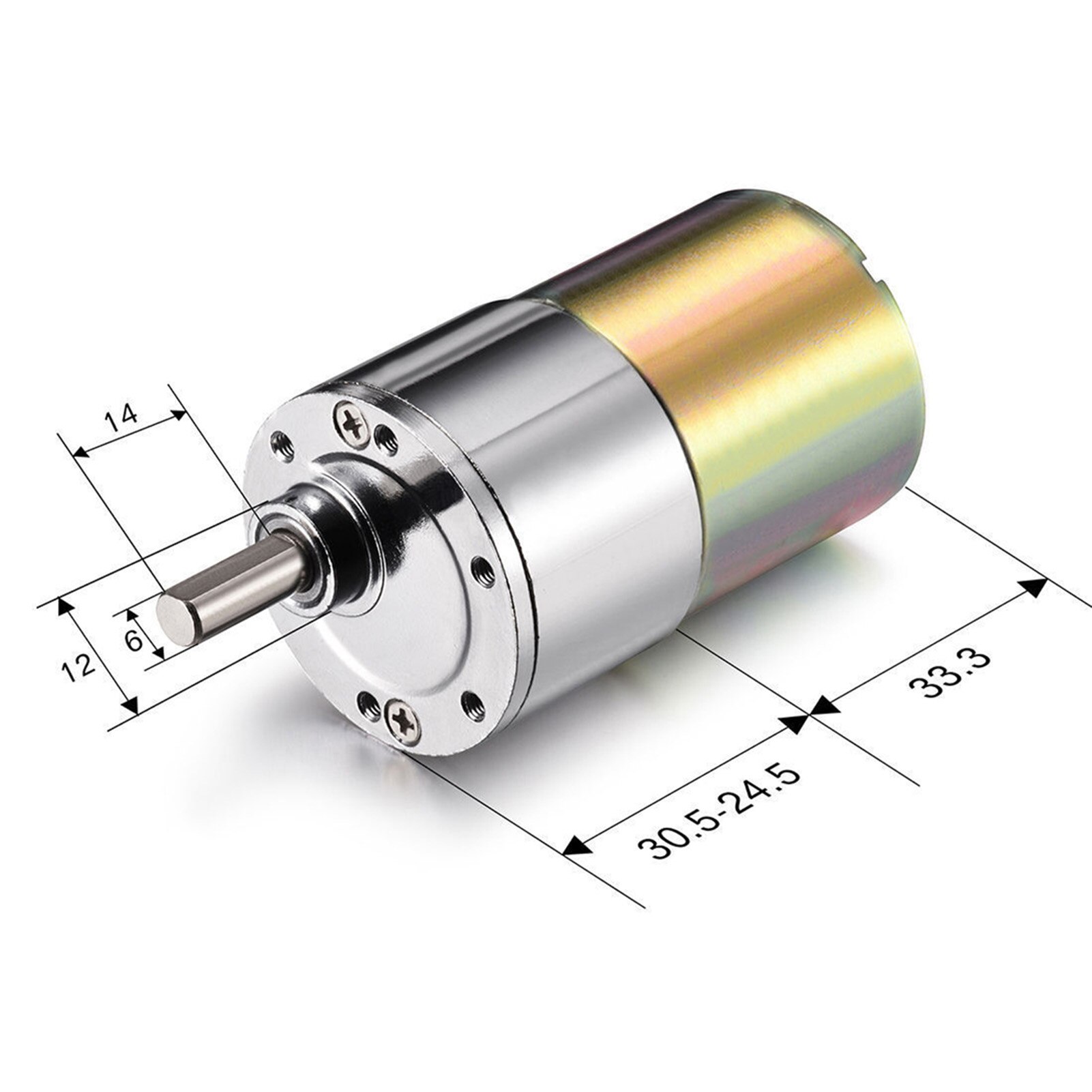 12V High Torque Electric Gear Box Motor Low Speed with 37mm Gearbox 2 Terminal Connectors