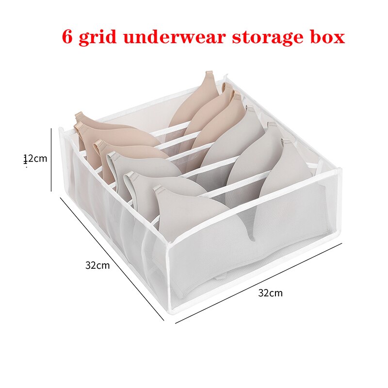 Sous-vêtements boîte de rangement Placard Organisateur Pliable Sous-Vêtements Organisateurs de Stockage de chaussettes Diviseurs Tiroir Organisateur Garde-Robe organisateur: White 6 Grid