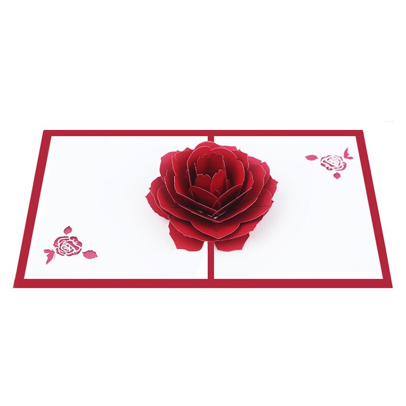 3D Pop-Up Cards Birthday Card Red Rose Shape Birthday Cake Greeting Card Postcards Card: A