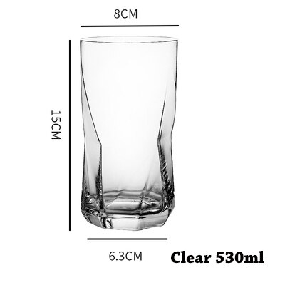 Nordic Geometry Glass, Whisky Glass, Drinking Glass for Water, Milk, Juice: Clear 530ml