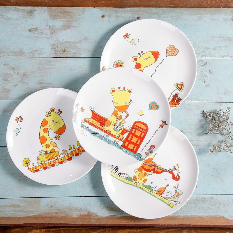 8 inches Ronde Bone China Servies Westerse Voedsel Rundvlees Taart Dessertbord Cartoon Herten Porselein Platte Schotel Platen