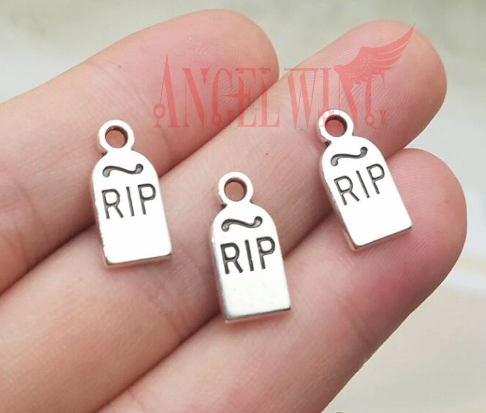 50 Stks/partij-16X8Mm Oud Zilver Halloween Grafsteen Rip Charms Halloween Hangers Voor Diy Supplies Sieraden accessoires