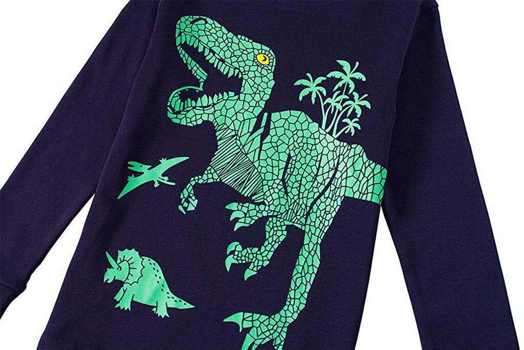 freundlicher Herbst Pyjama kleidung einstellen Jungen Karikatur Dinosaurier Nachtwäsche Anzug einstellen freundlicher lange ärmeln + Schlauch 2- stück Baby kleidung