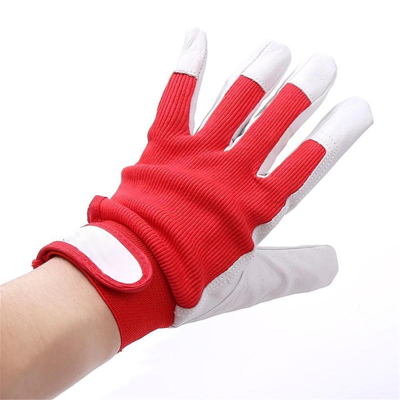1 paar Werkhandschoenen Mechanic Werk Handschoen Lederen Lassen Jas Zware Industriële Sport Handschoen Rood En Wit Werkhandschoenen