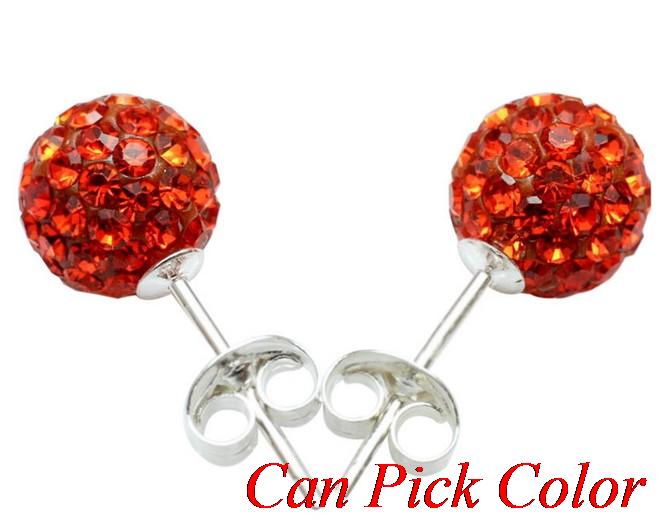 Best 8mm silver-plated earrings, disco tone, crystal ball stud earring, mixed colors, rhinestones: 5