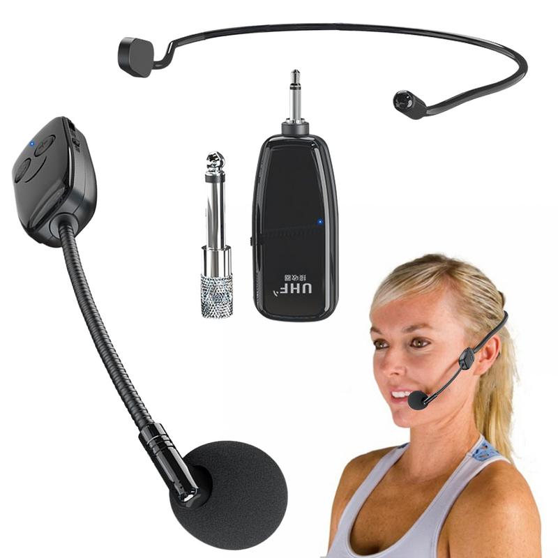 Wireless Microphone Headset UHF Wireless Mic Headset and Handheld 2 in1 160 ft Range for Voice Amplifier, Stage Speakers, Teach