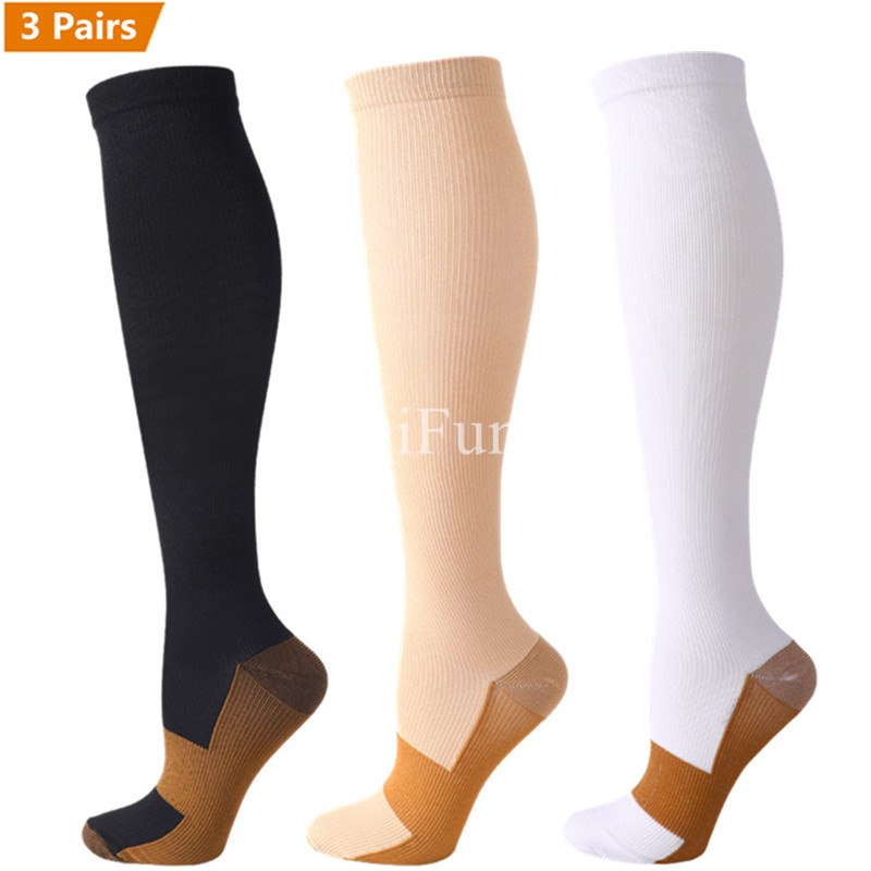 3 Paires De Chaussettes De Compression Au Cuivre - 20-30 MmHg, Homme/femme, Taille L/XL