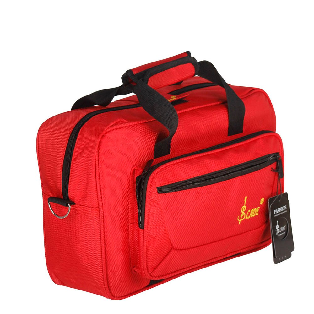 Mochila de transporte suave Universal para clarinete Oboe, acolchado de esponja con correa para el hombro, accesorios de instrumentos de viento de madera: Rojo