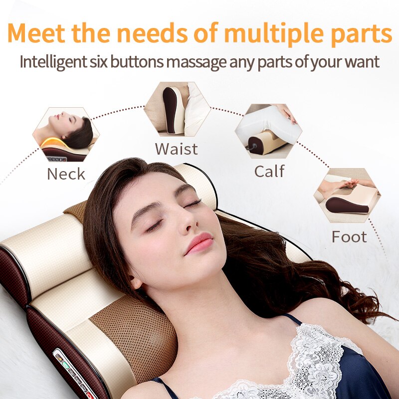 Almohada de masaje de relajación, vibrador eléctrico para cuello, hombros, terapia infrarroja, almohada de masaje de cabeza