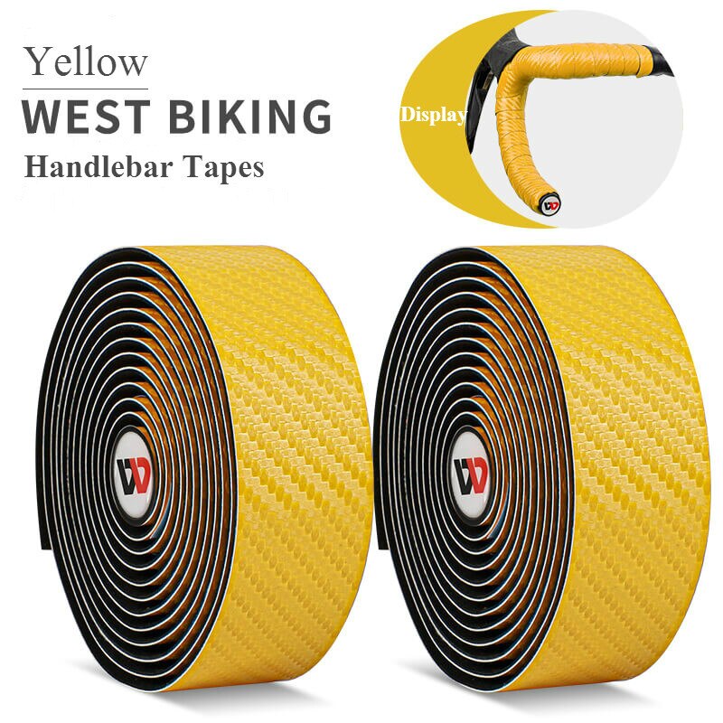 West biking bicicleta guiador fita de estrada de carbono fita envoltório ciclismo guiador banda com bar plugues mtb acessórios para montanha: Style B Yellow