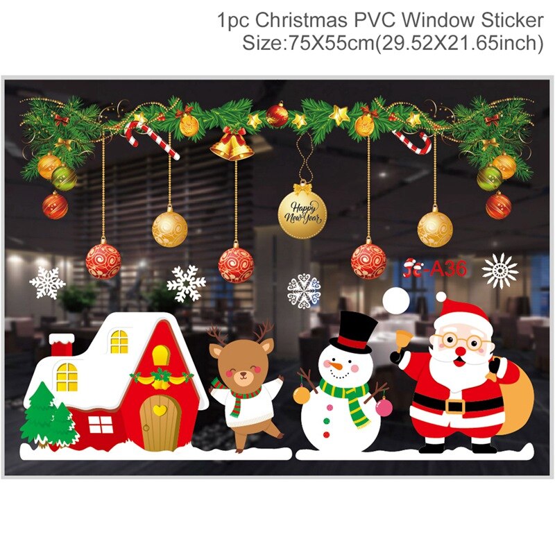 Frohe Weihnachten Zauberstab Aufkleber Fenster Glas Aufkleber Hause Weihnachten Dekorationen Weihnachten Ornamente Weihnachten Neue Jahr Wohnkultur: 15