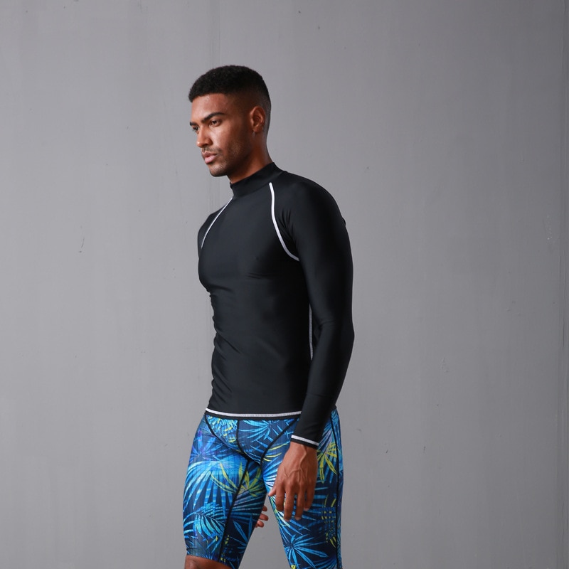 SBART Long Sleeve Rash Guard Men UV Protection Windsurf Tops Black Surf Rashguard Swim Shirts Man Swimwear Plus Size XXXXL K702