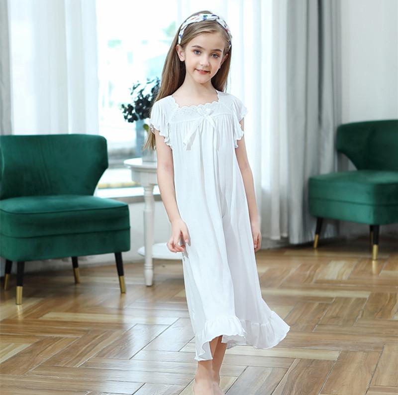 2 to 14 Years Toddlers Girls Nightdress Soft Cotton Butterfly Ruffle Hem Nightgowns Baby Kids Leisure Home Wear Clothing Nighty: 5