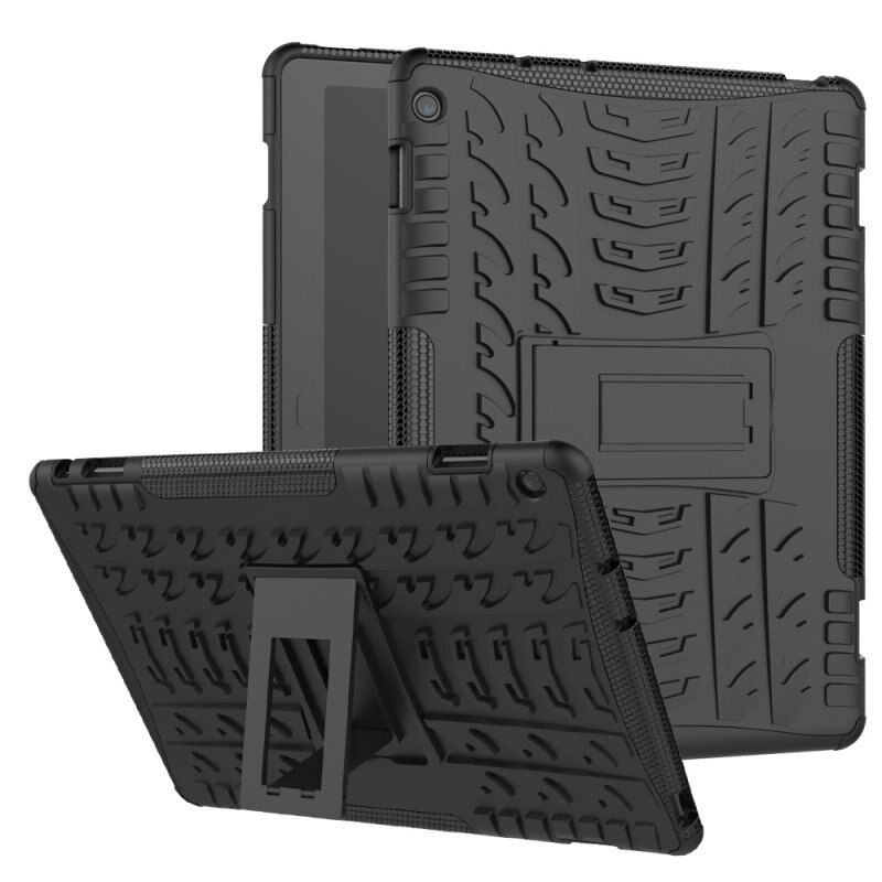 Etui til huawei mediapad  m3 lite 10 10.1 bah -w09 bah -al00 bah -l09 cover 2 in 1 hybrid robust holdbar silicium coque funda: Sort