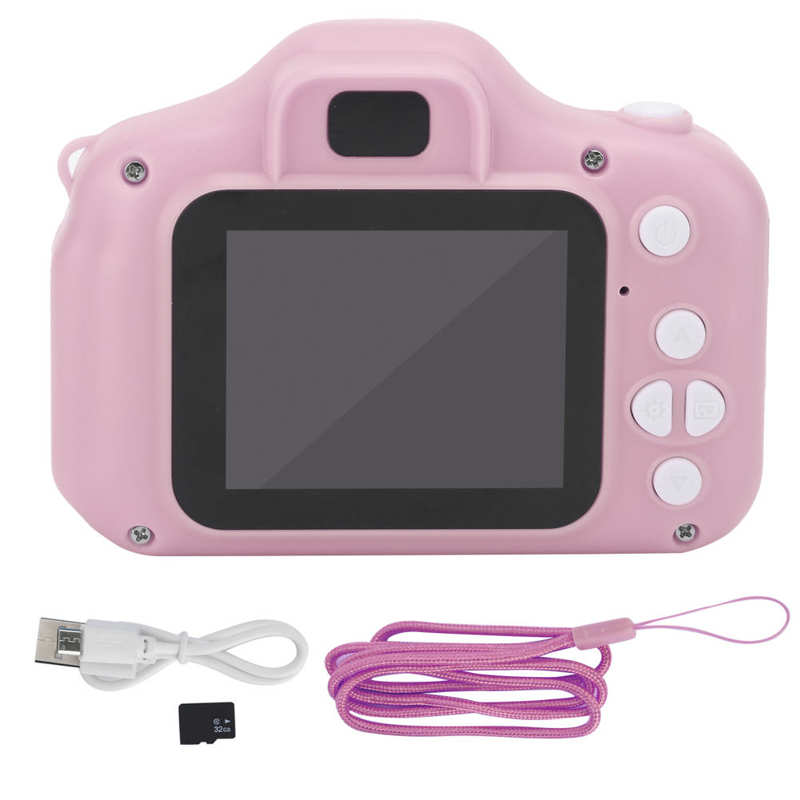X2 foto de cámara Digital multifuncional para niños Video con tarjeta de memoria Mini: Rosa