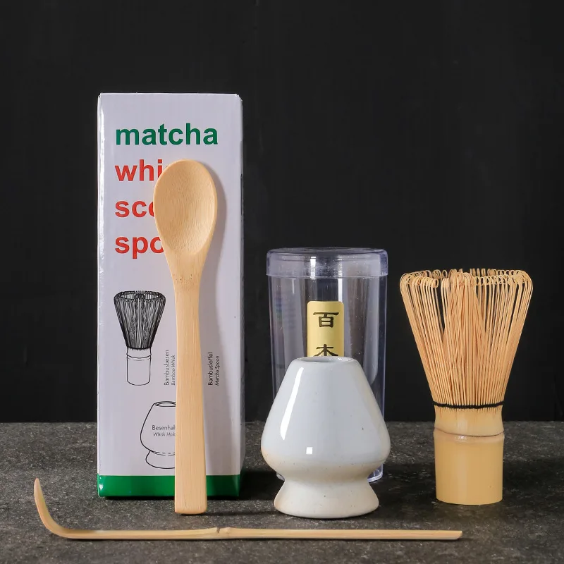4Pcs Maccha Blender Pak Handgemaakte Bamboe Blender Theelepels Agitator Ondersteuning Japanse Matcha Blender Past Japanse Thee Set