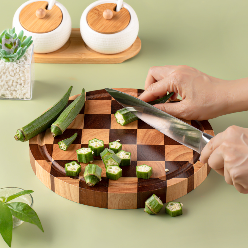 Wooden Checkerboard Pattern Cutting Board Large Charcuterie Board for Meat, Cheese, Bread, Vegetables, Fruits, Kitchen Gadget