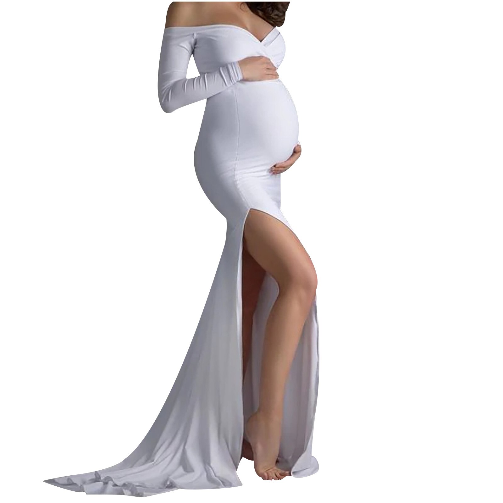 Vestidos de maternidad sexys para Sesión de fotos de mujeres embarazadas, maxivestido de gasa para fotografía, D30