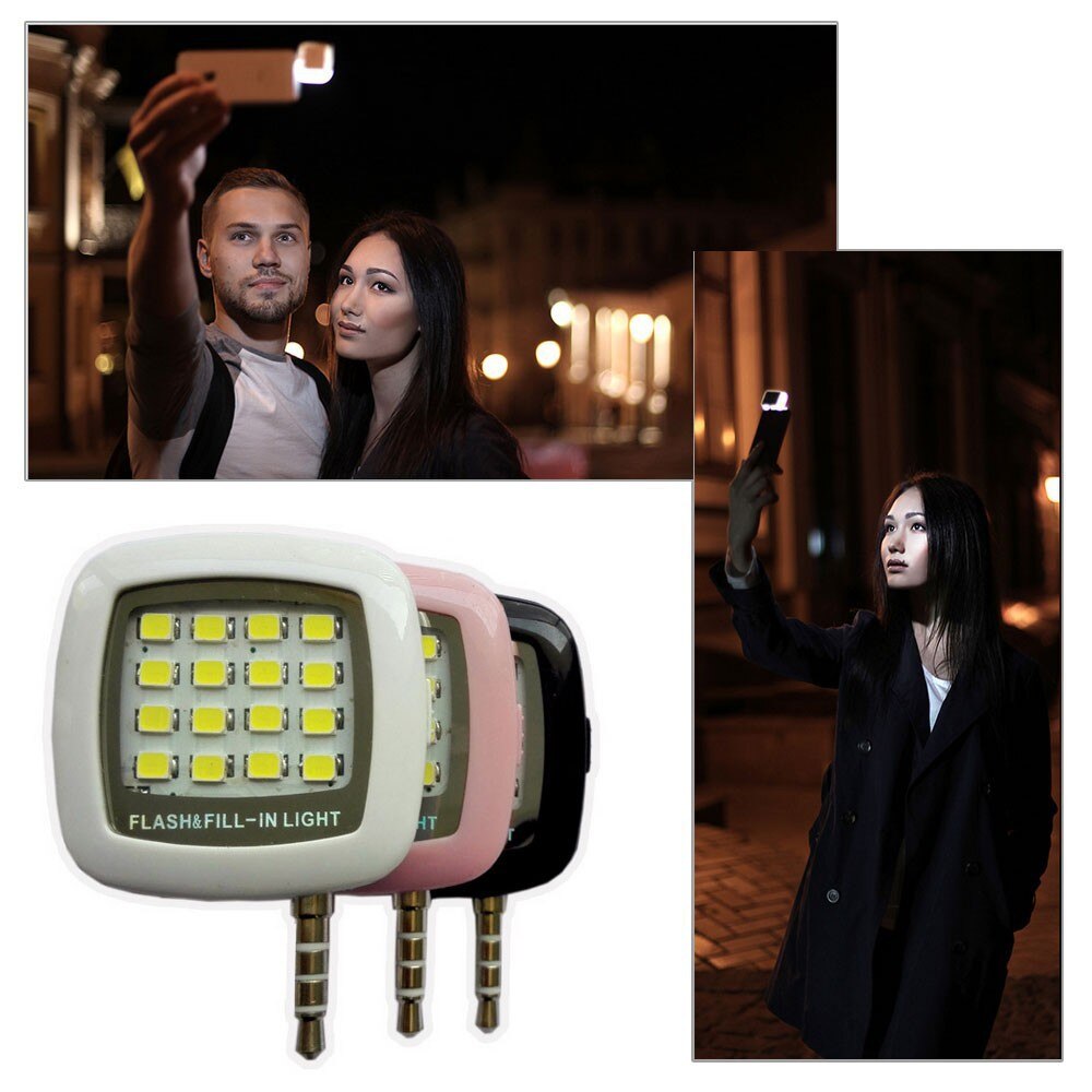 Portátil de 3,5mm Mini Selfie Flash LED de luz RK05 para cámara iPhone, IOS, Android Smartphone múltiples Selfie sincronización fotografía