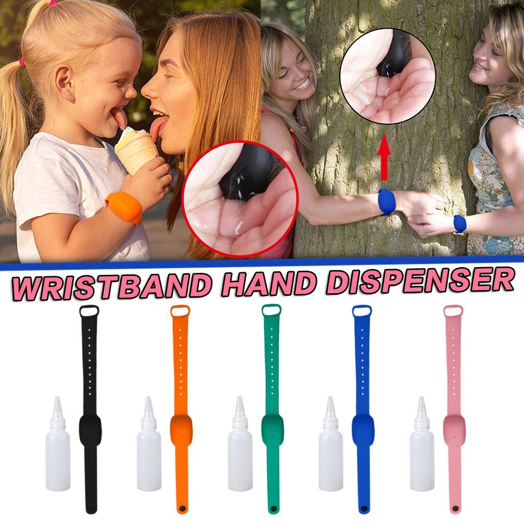 10ML Hand Sanitizer Dispensing Subpacking Silicone Bracelet Wristband Portable Bracelet Wristband Hand Dispenser Sanitizer Pumps