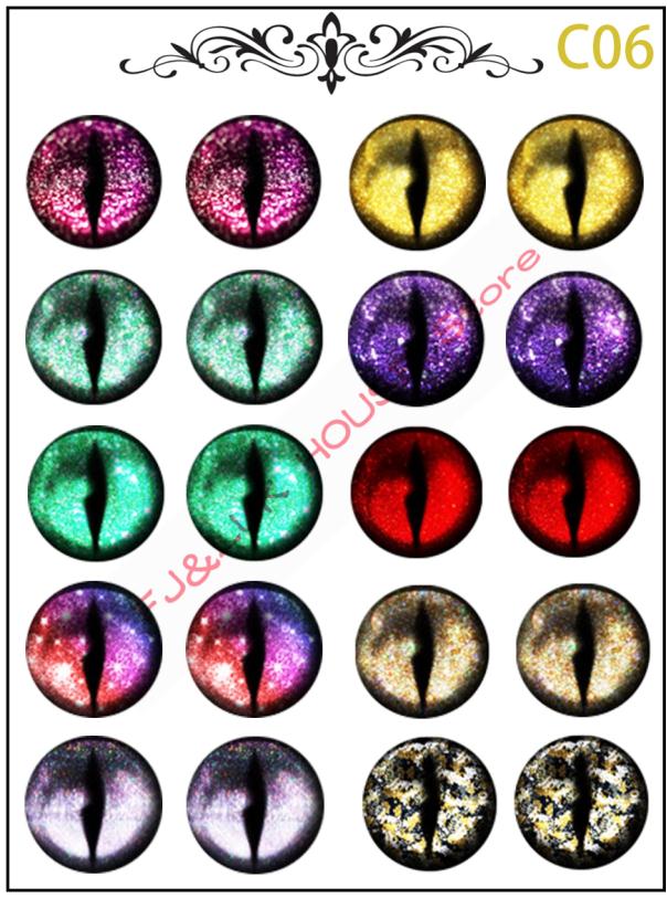 10 paren/set Stralende Kat Ogen Chips Patroon DIY Star Shining Kat Ogen Stijl voor DIY Maken Blyth BJD Poppen Oog DIY Gereedschap: C06