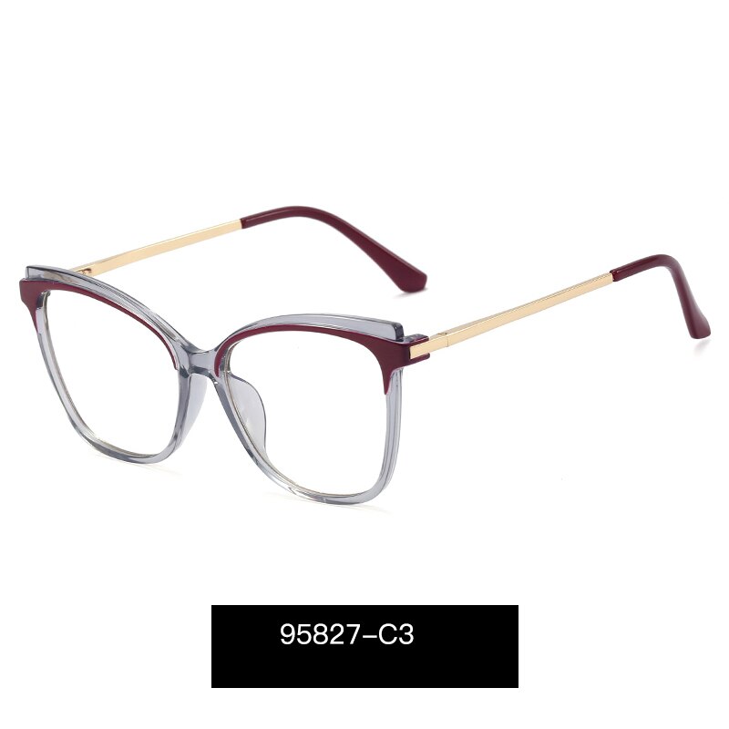 Hotony Women Eyewear Prescription Blue Light Blocking Glasses Frame Full Rim Female Woman Spectacles UV400: C3