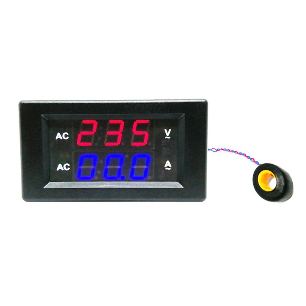 10A AC Digital Dual LED Display Voltmeter Ammeter Amp Volt Voltage Current Meter Tester High Precision: red and blue