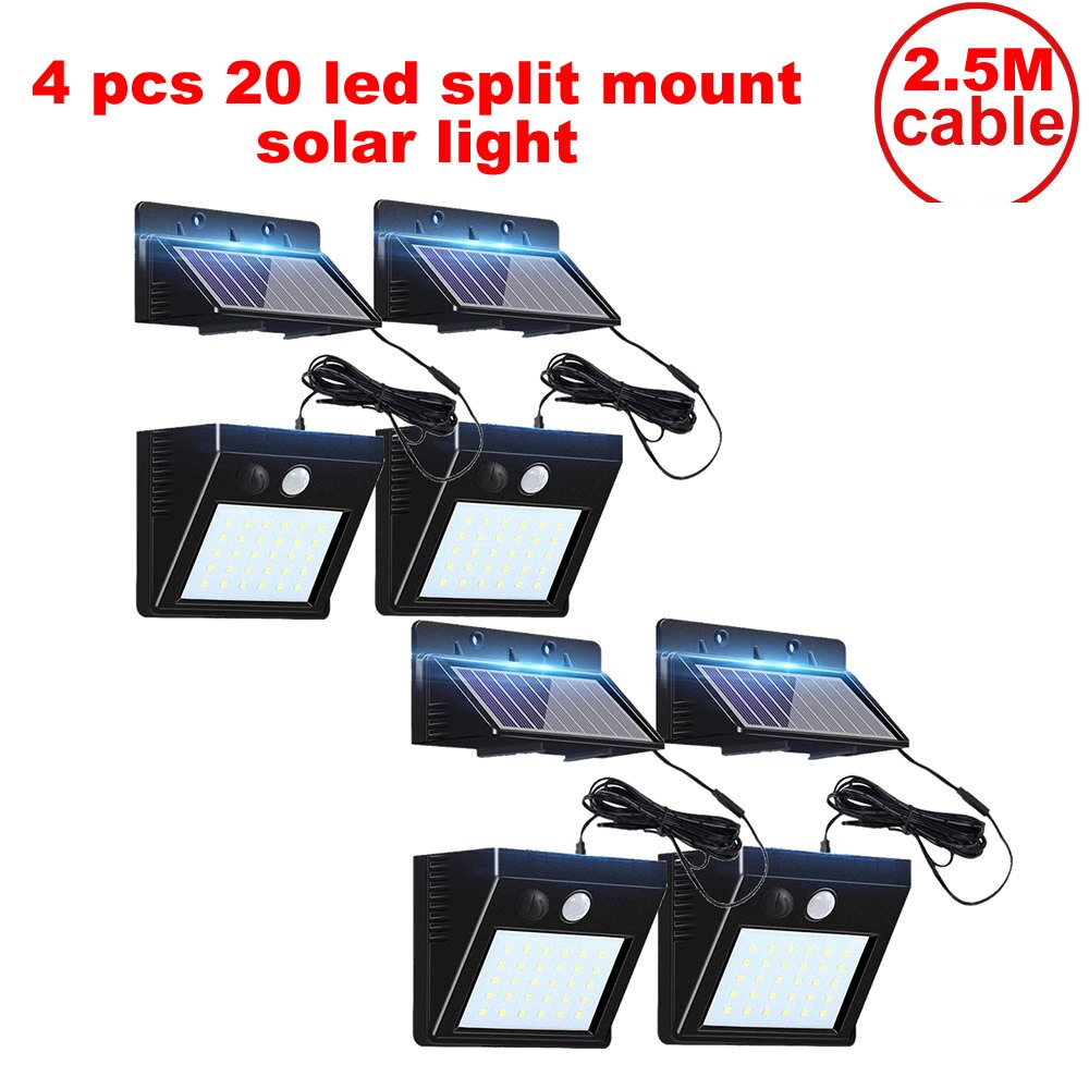 2/4 Stuks 100/56/30 Led Solar Light 3 Modes Zonne-energie Panel Pir Motion Sensor wandlamp Werf Hek Outdoor Path Straat Tuin Li: YX03-20-3M-S-2.5M-4