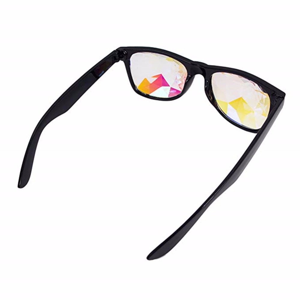 2 pièces noir blanc rouge kaléidoscope lunettes verre léger cristal EDM Festival Diffraction arc-en-ciel prisme lunettes de soleil