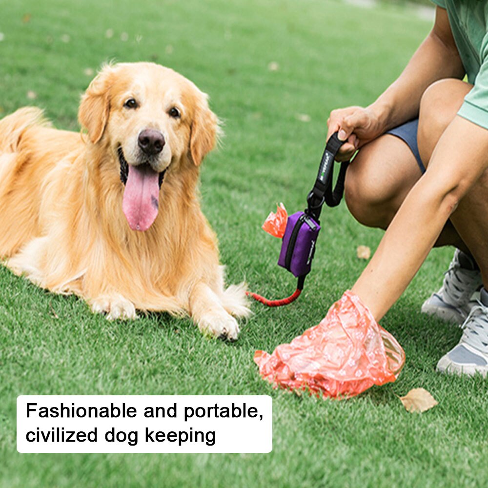 Bolsas de basura con cremallera para recoger excrementos de perro y mascota, bolso para ganchillo, dispensador portátil, suministros para mascotas