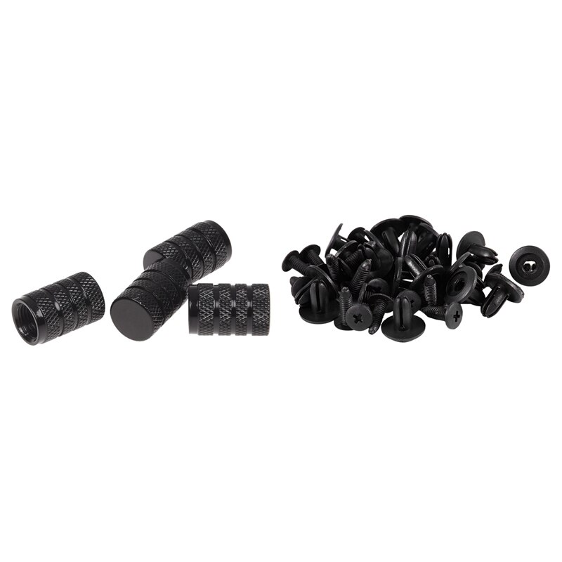 AU05 -4 Pcs Black Car Vehicle Tyre Tire Valve Stem with Car Bumper Fender 6mm Hole Black Plastic Rivets Fasteners 20 Pcs: Default Title