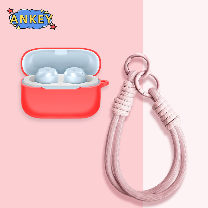 for Anker Soundcore A25i A20i Case Protective Cover with Lanyard Soft Silicone Earbuds Shells Accessories: 3XS / Red