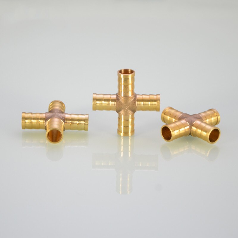 Cross Shaped Brass Pipe Fitting 4 Way 4mm 6mm 8mm 10mm 12mm Hose Barb Connector Joint Copper Barbed Coupler Adapter Coupling