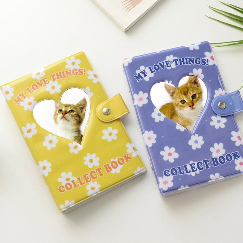 T84E Hollow Heart Shape Flower 3" Photo Album Portable Wedding Photo Memory Books Horizontal and Vertical Family Photo Scrapbook