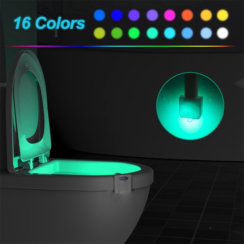 16/8 farve baggrundsbelysning til toiletskål wc toilet sæde lys med bevægelsessensor smart badeværelse toilet natlys ført toiletlys