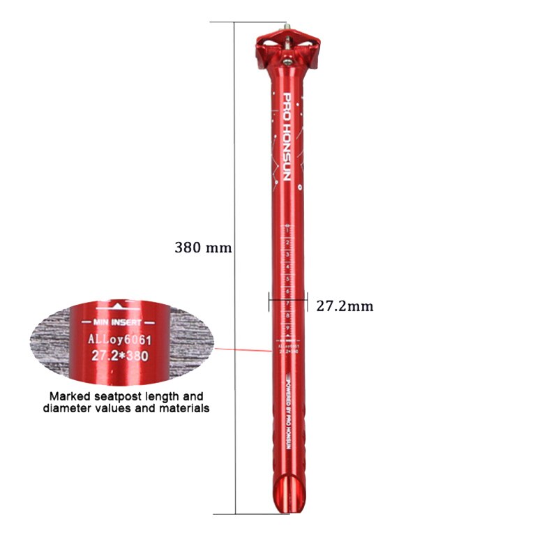 PROHONSUN MTB Road Bike Seatpost 27.2X380mm Aluminum Alloy Mountain Bike Seatpost Seatpost