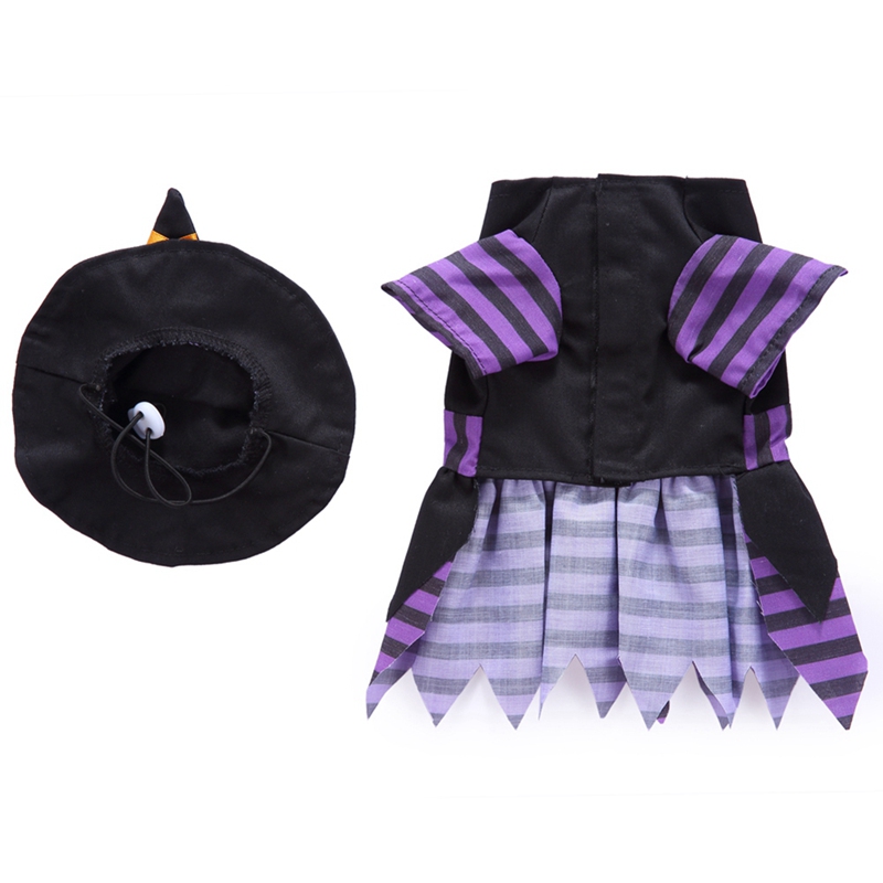 Grappige Hond Kleding Halloween Kostuum Puppy Jas En Hoed Gestreepte Wizard Outfits Set Voor Kleine Middelgrote Honden Huisdieren Kleding Hond sets