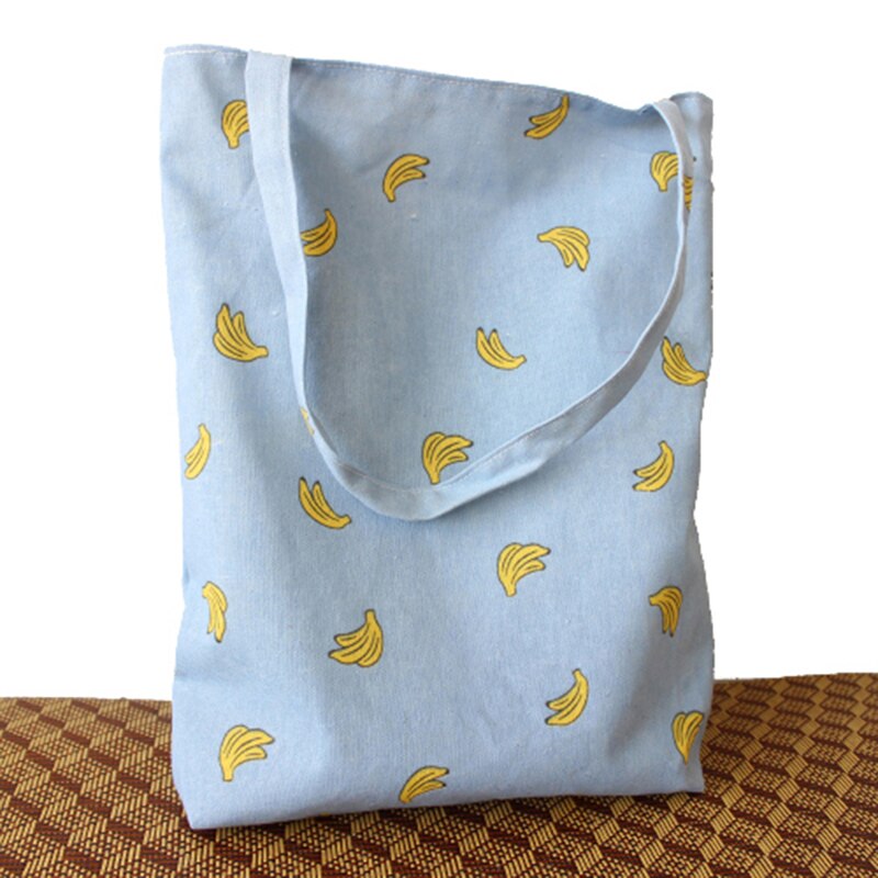 1Pc Banana Patroon Katoen Linnen Schoudertas Winkelen Strand Reizen Tote Handtas