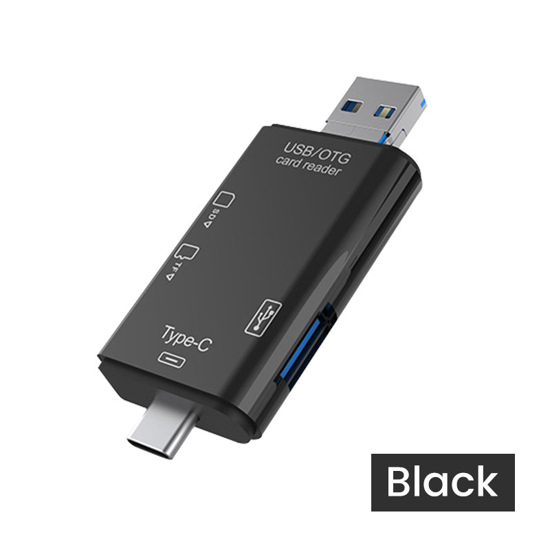 Szybki uniwersalny OTG 6 w 1 wielofunkcyjny czytnik kart USB i USB C i Micro TF Adapter MicroSD do przedłużacza komputera przenośnego: green