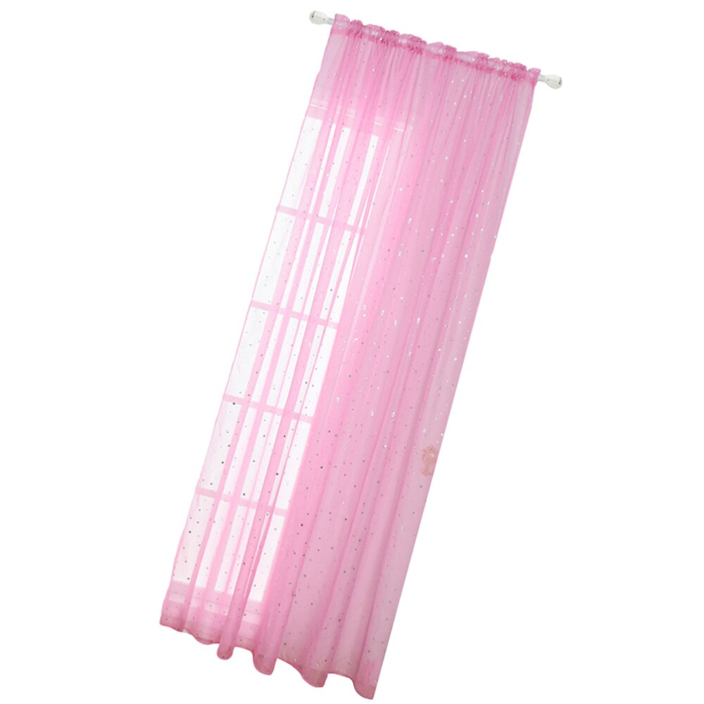 Home Sheer Vorhänge Ösen Romantische Silber Sterne Folie Fenster Behandlung für Mädchen Schlafzimmer Glitter Stars Dünne und: Pink 1