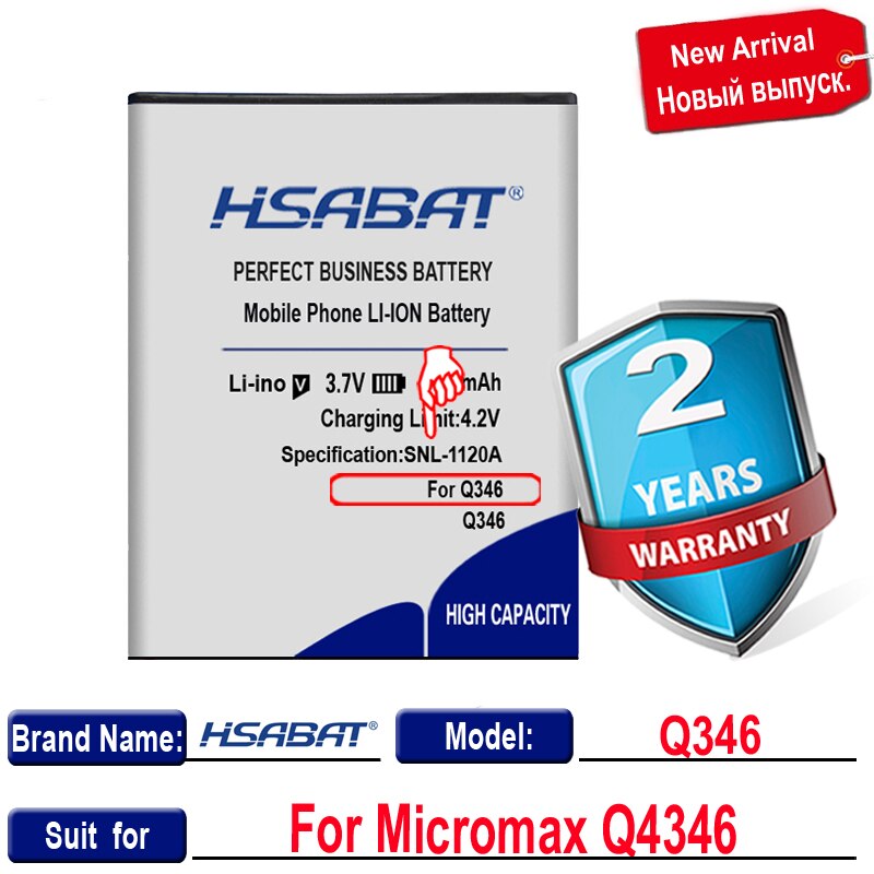 100% Original HSABAT Battery For Micromax Q4202 D340 Q415 Q346 Q334 BQ Strike BQS 5020 BQS-5020 BQS-5020 BQS-5065 BQS 5065: for Micromax Q346