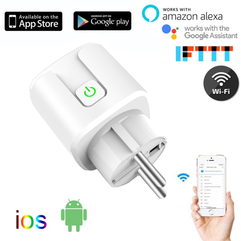 EU 16A Smart Plug WiFi Socket Smart Life APP Remote Control Power Outlet Works With Alexa Google Assistant Inteligente Enchufe