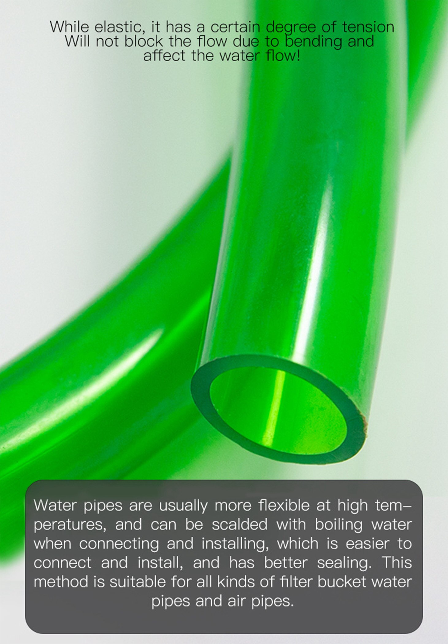 Translucent Green Durable PVC Aquarium Fish Tank Pump Water Tube Pipe w/ Internal Diameter: 20mm(0.79&quot;)