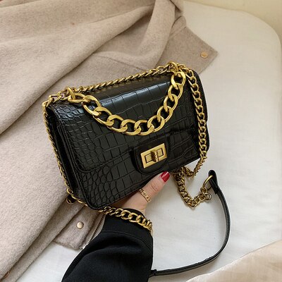DORANMI Stein Muster Klappe Schulter Taschen Für Frauen Kette Riemen Crossbody-tasche Weibliche Leder Platz Messenger Bolso DJB948