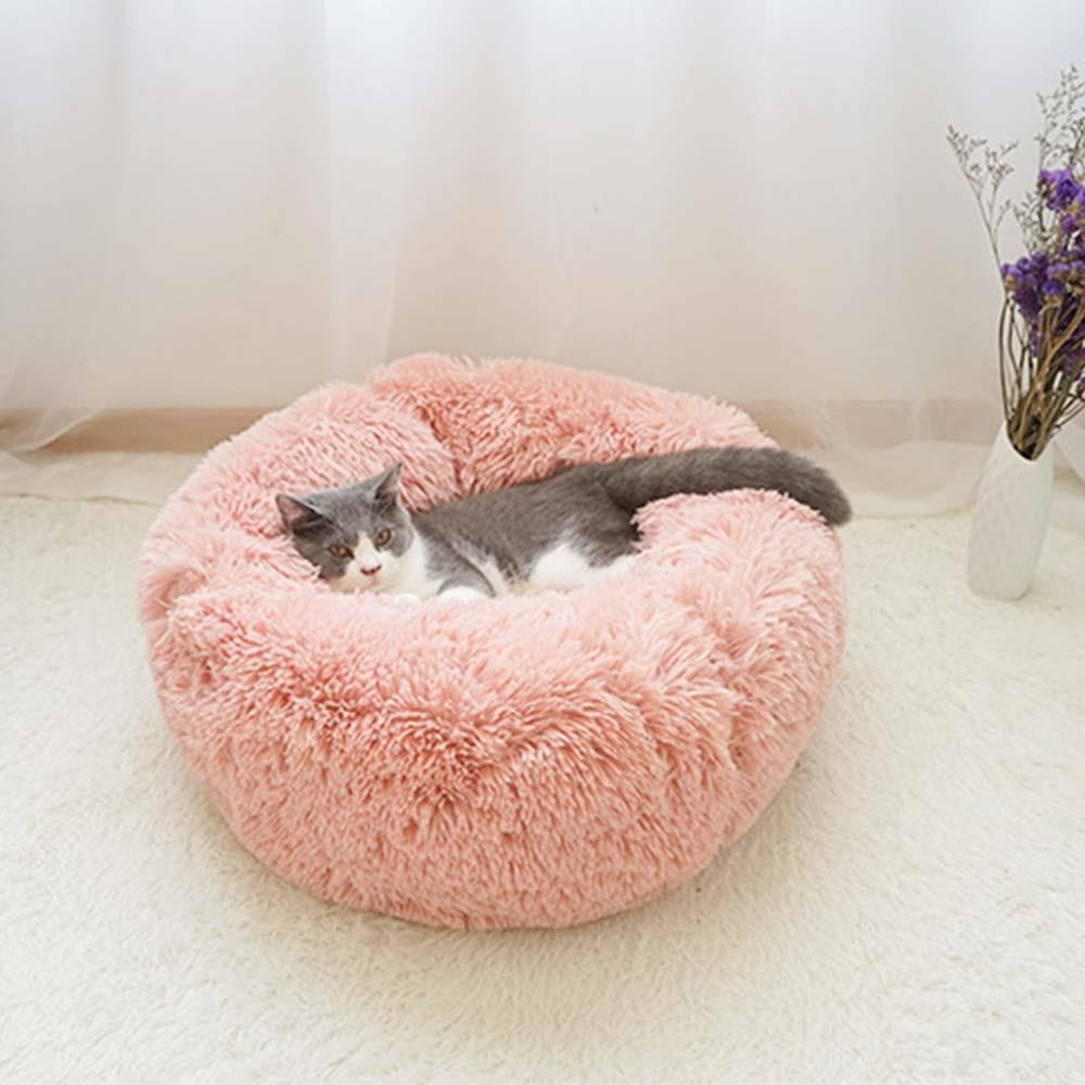 Soft Pet Sleep Blanket Cat Nest Keep Warm Type House Bed Round Shape Plush Puppy Winter Dog Bed