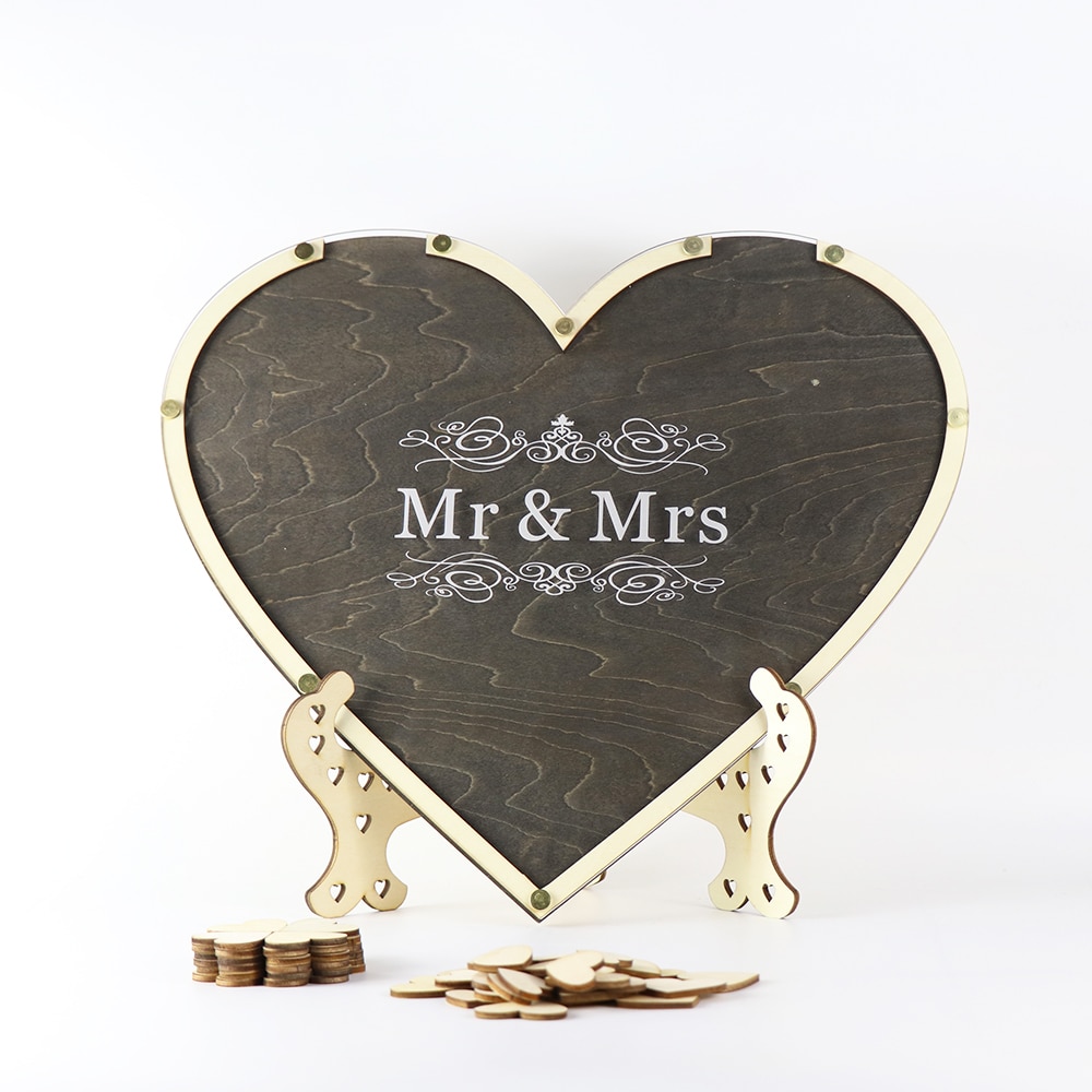 Guest Book 100PCS Heart Wood Vintage Unique Wedding Guest Book Wedding Centerpieces Idea