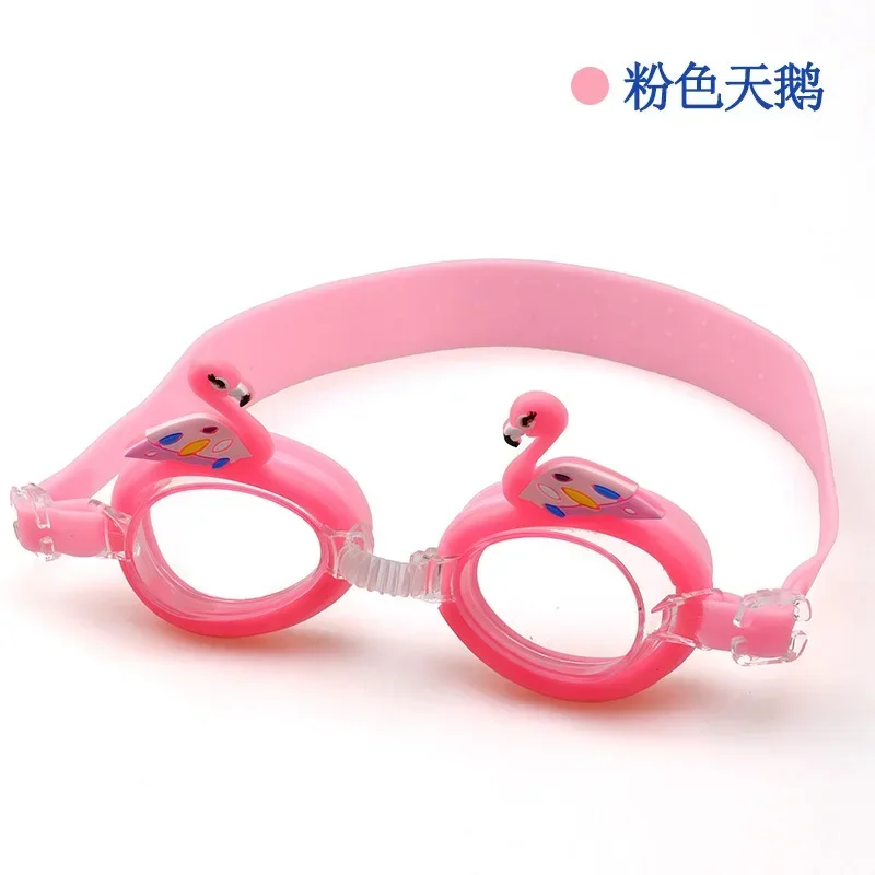 Lunettes de natation en silicone pour enfants, bandages souples réglables, élastiques et étanches, équipement de piscine pour filles, dessin animé mignon: BLEU CIEL