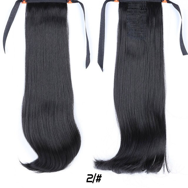 Coletas largas y rectas de 24 pulgadas Allaosify, pinza resistente al calor con cola de caballo para extensiones de cabello, coletas postizas: 2 / 20 pulgadas